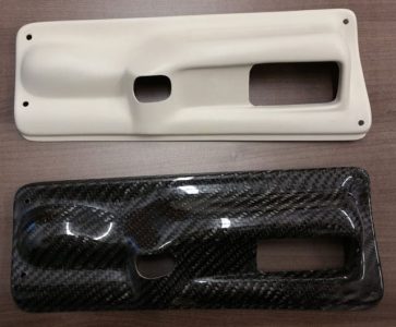 Carbon fibre door hand recesses